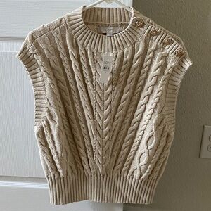 NWT Loft beige tan cable knit sweater vest M